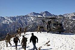 US Army soldiers boarding a Black Hawk in Nari District, near the Pakistani border, 2012
