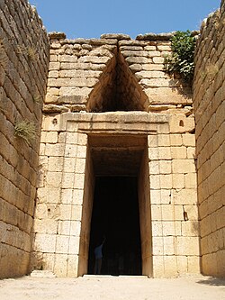 The entrance of the "Treasury of Atreus" (13th century BC) in Mycenae