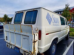 A rusting Sun Microsystems van as seen at the Oracle-acquired Santa Clara, California campus in 2016