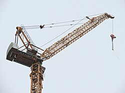 Concrete counterweights on a tower crane