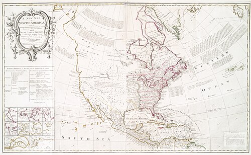 "A new map of North America" – produced following the Treaty of Paris