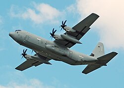 Italian Air Force Hercules C-130J-30 departing the 2014 Royal International Air Tattoo, England