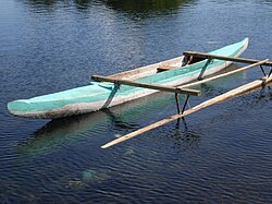 A common fishing canoe va'a with outrigger in Savaiʻi island, Samoa, 2009