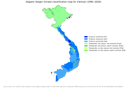 An image of the Köppen climate classification map of Vietnam