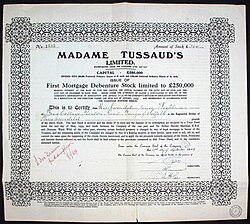 First Mortgage Debenture Stock of Madame Tussaud's Ltd., issued 15 September 1949