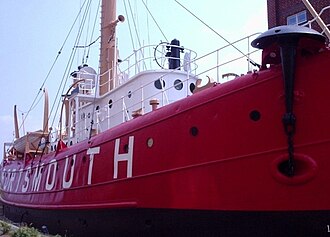 Mushroom anchor (right) on the lightship Portsmouth at Portsmouth, Virginia