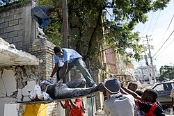 While international efforts received significant media coverage, much of the local rescue effort was conducted by Haitians.
