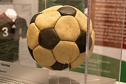 An Adidas Telstar football used at the 1970 World Cup matches.