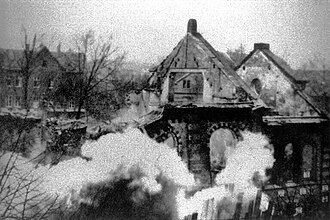 A ruined synagogue in Eisenach after Kristallnacht
