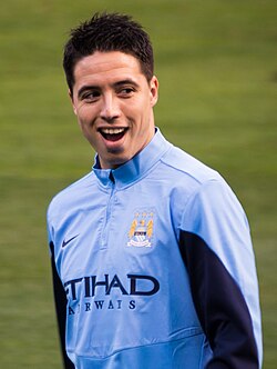 Nasri before a friendly game against Chelsea in May 2013