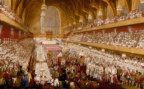 George IV's coronation banquet was held in Westminster Hall in the Palace of Westminster in 1821; it was the last such banquet held.