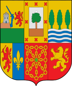 Coat of arms of the Basque Country, as claimed by Basque nationalism following the motto coined by Antoine d'Abaddie