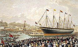 The 1843 launch of the Great Britain, the revolutionary ship of Isambard Kingdom Brunel