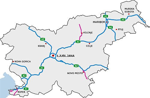 Motorways in Slovenia in August 2020