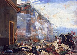 The capture of Alhóndiga de Granaditas in Guanajuato by Hidalgo's army on 28 September 1810, by José Díaz del Castillo
