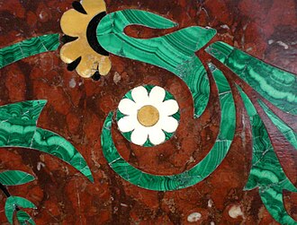 Inlaid design on fire surround