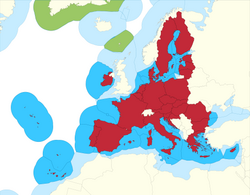 The EU's exclusive economic zone (EEZ). At 25 million square kilometres, it is the largest in the world.[241]