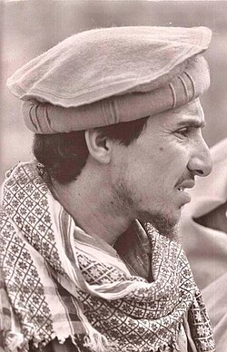 Ahmad Shah Massoud was a powerful military leader in Afghanistan. He is shown here wearing a pakol hat, during his time as a mujahid.