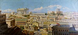 A modern depiction of Ancient Rome, the first city in the world to reach one million inhabitants