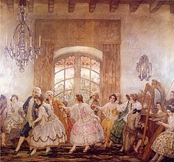 Criollos dancing at a ball in Colonial Chile
