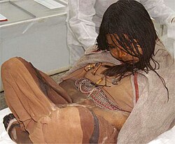 "The Maiden", one of the Llullaillaco mummies. Inca human sacrifice, Salta Province (Argentina).