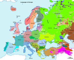 Distribution of major languages of Europe
