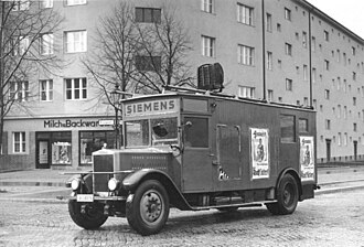 A Siemens truck being used as a Nazi public address vehicle in 1932