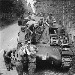 A Priest 105 mm self-propelled gun of British 3rd Infantry Division, 1944
