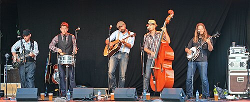 Double bass is a standard instrument in bluegrass groups.
