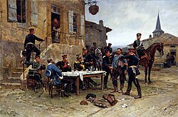 Painting of French spy captured during the Franco-Prussian War by Alphonse de Neuville, 1880