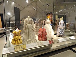 The Patricia Harris Gallery of Costumes and Textiles holds around 200 artifacts from the museum's textile and costume collection.