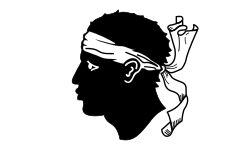 The flag of Corsica displays a head in profile view