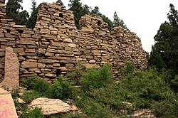 Remnants of the Great Wall of Qi on Dafeng Mountain, Changqing District, Jinan, which was once part of the ancient State of Qi during the Warring States period (475–221 BC).