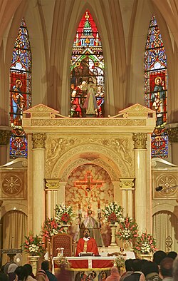 A priest offering the Mass at St. Mary's Basilica, Bangalore