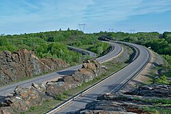 Highway 400 in Seguin. The roadway forms a part of the province's 400-series highways.