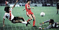 Poland scoring v River Plate during their tour on Argentina, February 1986