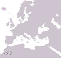 Animation showing the growth and division of Ancient Rome, years AD