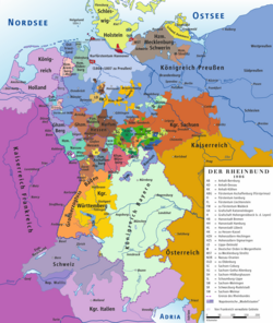 The Kingdom of Bavaria within the Confederation of the Rhine in 1806, including Tyrol