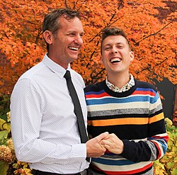 Newly married couple in Minnesota shortly after the federal legalization of same-sex marriage in the United States, 2015