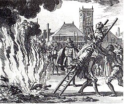 The burning of a Dutch Anabaptist, Anneken Hendriks, who was charged with heresy in Amsterdam (1571)