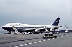 A Boeing 747-100 in BOAC-British Airways transition livery (1976)