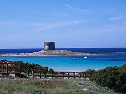 Spanish era coastal tower in Stintino called Torre della Pelosa
