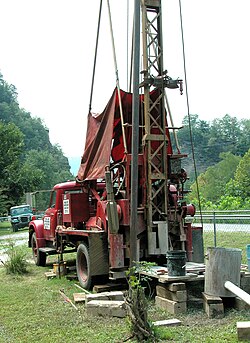 Cable tool water well drilling rig in Kimball, West Virginia