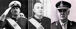 Generals Juan Carlos Onganía, Marcelo Levingston and Alejandro Lanusse, the three successive dictators of the self-styled "Argentine Revolution".