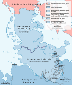 Map of the territorial changes, without the royal Danish enclaves (German).