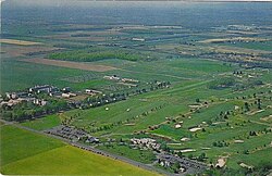 Aerial view in 2010 of Monroe Township housing tracts at the previously exurban southern tip of Middlesex County. Since then, significant new housing construction has rendered this area of the county with an increasingly suburban environment.