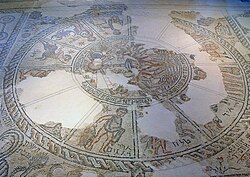 Zodiac wheel on the floor of the synagogue in Sepphoris