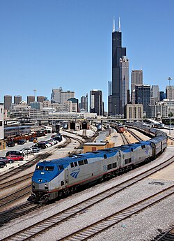 In 2009, an Amtrak Lake Shore Limited train backing into Chicago Union Station