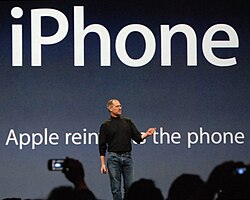The 2007 launch of the iPhone by Apple founder Steve Jobs in Silicon Valley, the largest tech hub in the world
