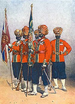Colour party of the 15th Sikhs, published 1918.